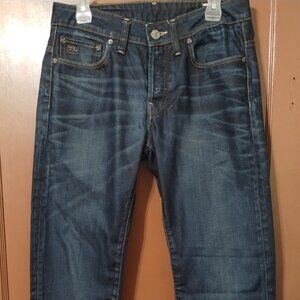 G Star Raw Jeans Mens Dark Wash 3301 LOW Tapered Button Fly SIZE 30-ACTUAL 32X32